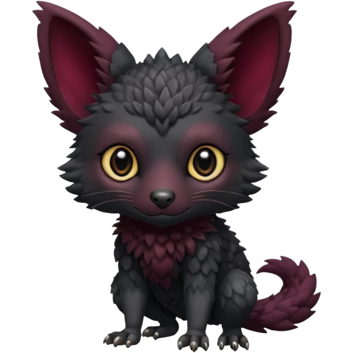 Cute cool realistic black Trico-hybrid-creature dark burgundy (full body) emoji
