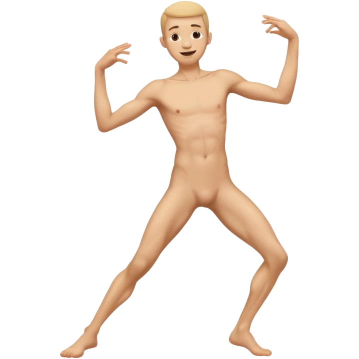 Skinny naked guy dancing happy emoji