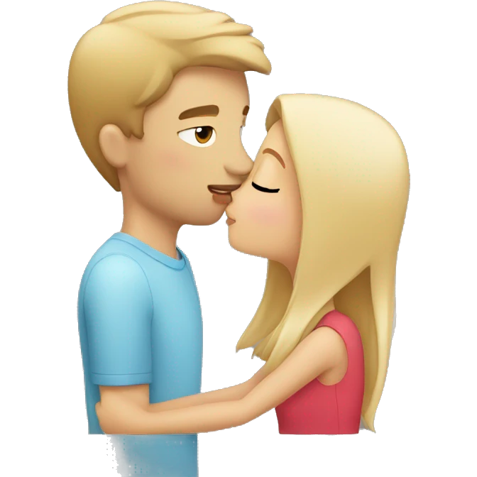 Brunette girl kissing blond guy emoji