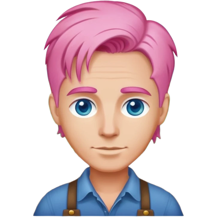 White farmer with pink hair and blue eyes planting seeds emoji