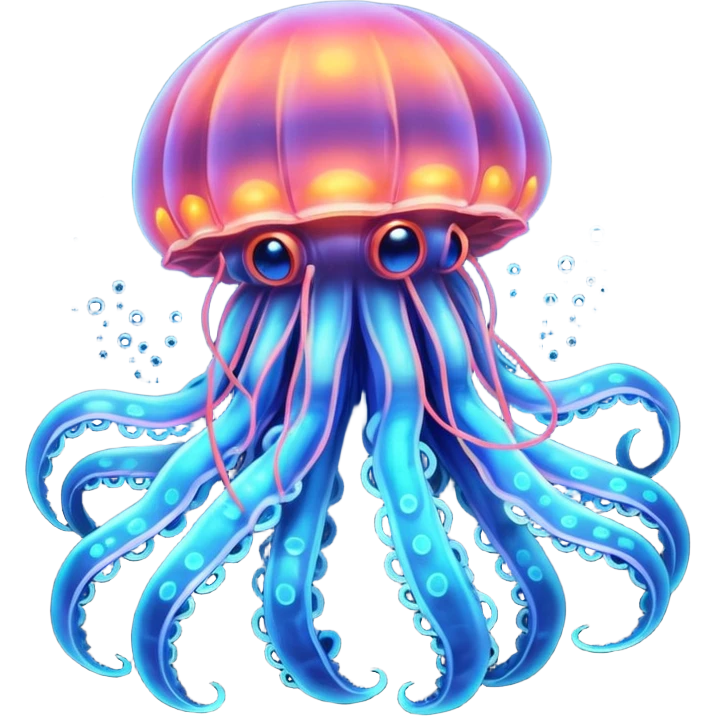 Neon glowing jellyfish-crab-squid emoji