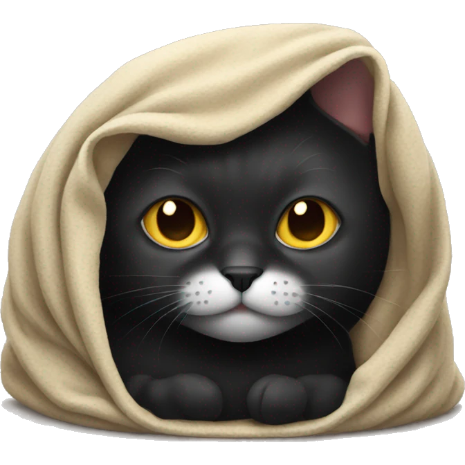 Black cat under blanket emoji