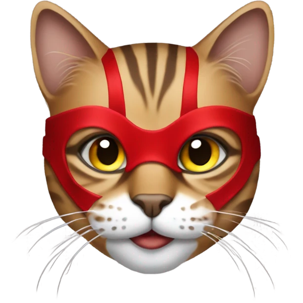 Brown tabby cat with red wrestling mask on emoji