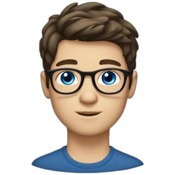 Brunette white boy with blue eyes with glasses emoji