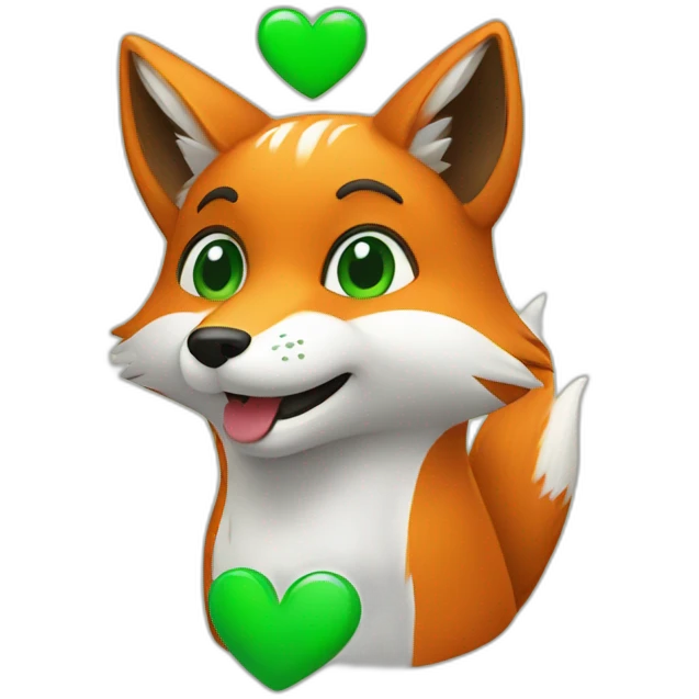 Fox with a green heart in his hand  emoji