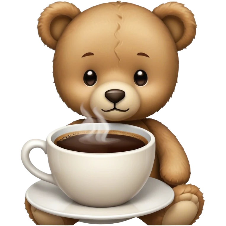 coffee with teddy bear, love emoji