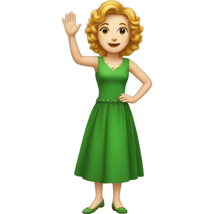 irish woman in dress waving emoji