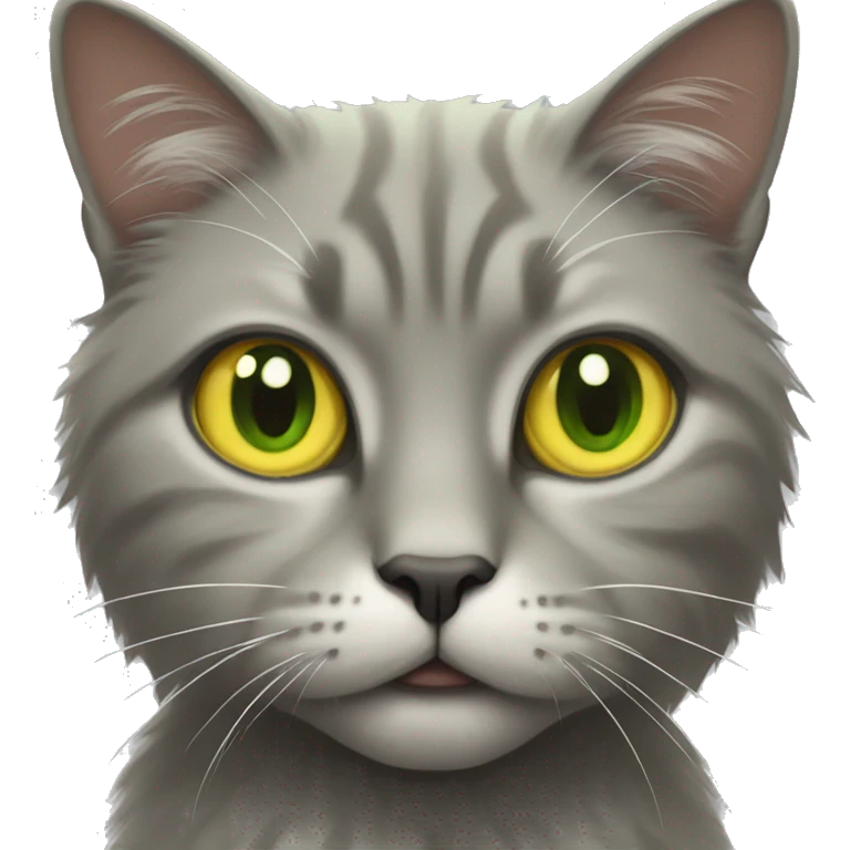 A rad-haired cat with yellow-green eyes emoji