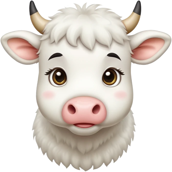 White cow with adorable cute expression that makes you say awww emoji