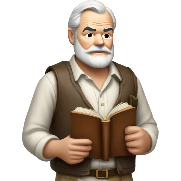 Ernest Hemingway holds a book in his hands emoji