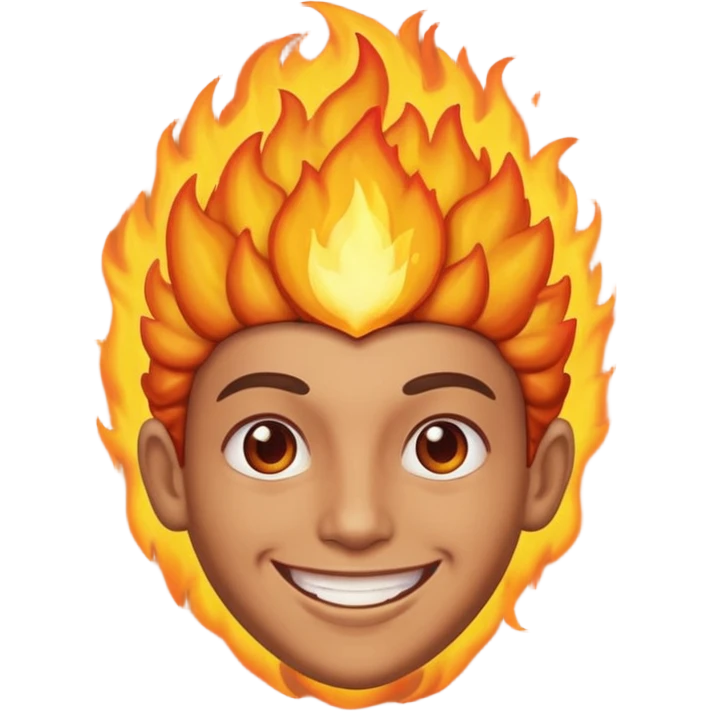 smile with the fire brain emoji
