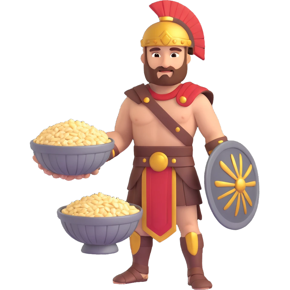 A gladiator holding a bowl of barley emoji