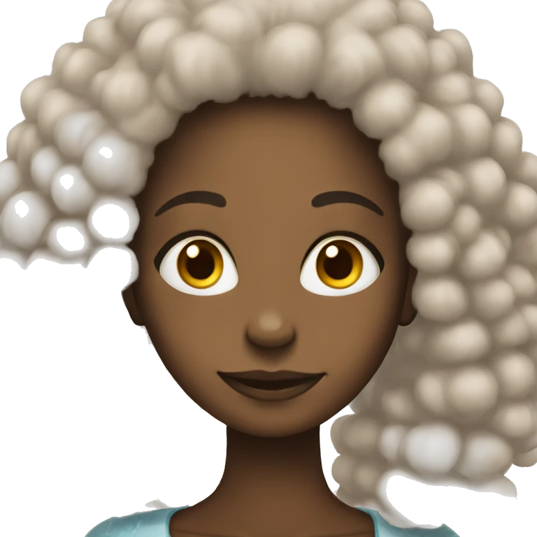 Black girl with Afro smiling emoji