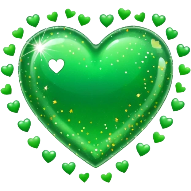 green heart with a confetti effect emoji