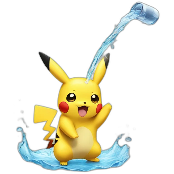 Pikachu tomando agua emoji