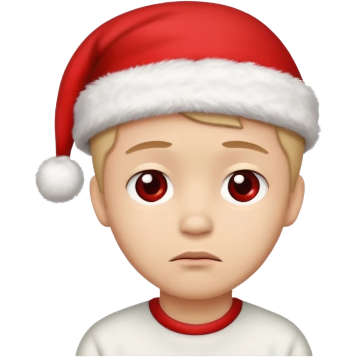 Sad face with a Christmas hat emoji