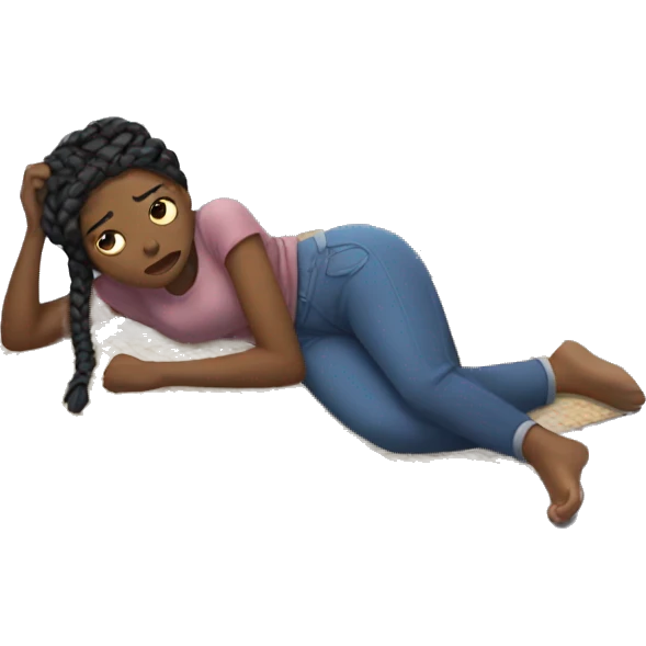 a black woman laying on the floor braids sick emoji