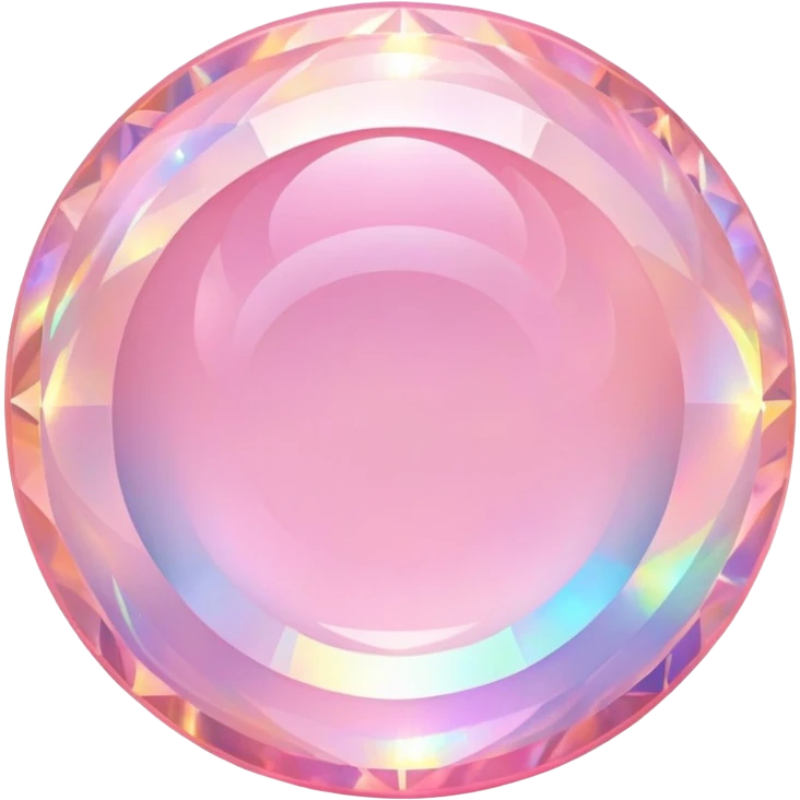 round cut pink opal gemstone with layered holographic fire and sparkling highlights emoji