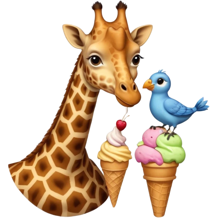 Giraffe with Ice Creams
Giraffe sharing cone with bird



 emoji