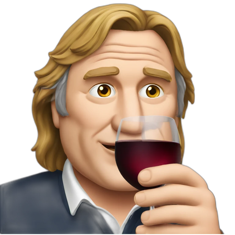 Gérard Depardieu drinking wine emoji