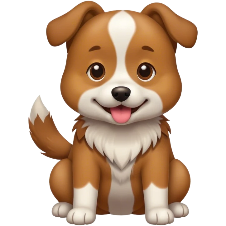 Dog wearing a giddies emoji