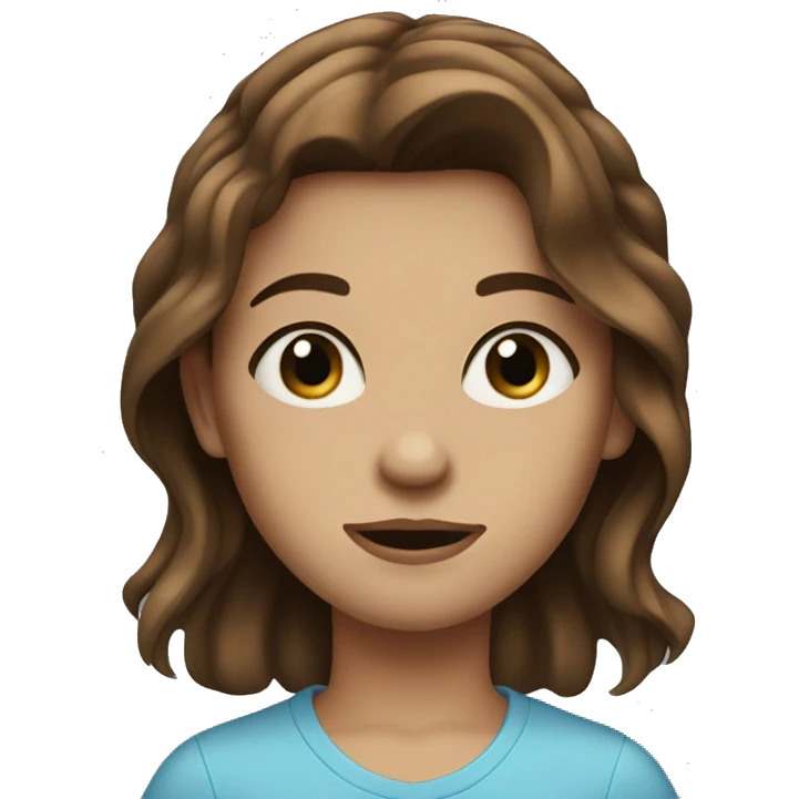 Stoned Brown hair girl with blue eyes emoji