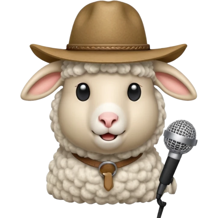 sheep with microphone and cowboy hat emoji