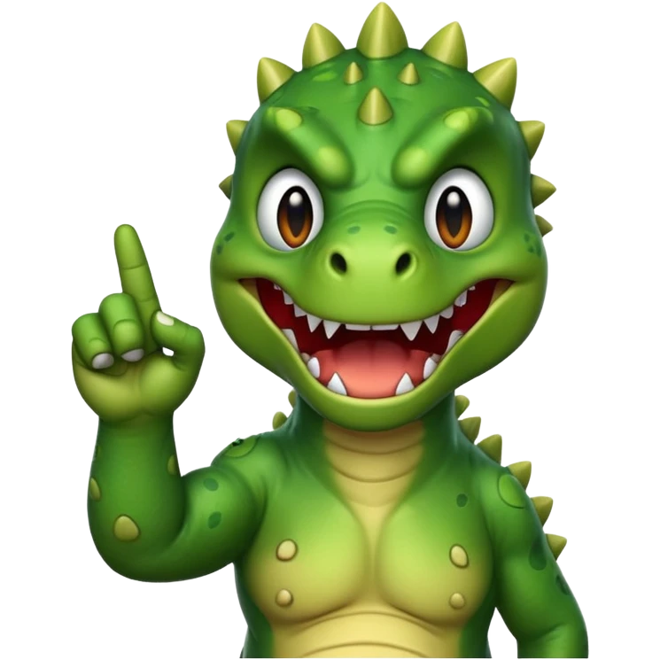 a dinosaur sticking up the middle finger emoji