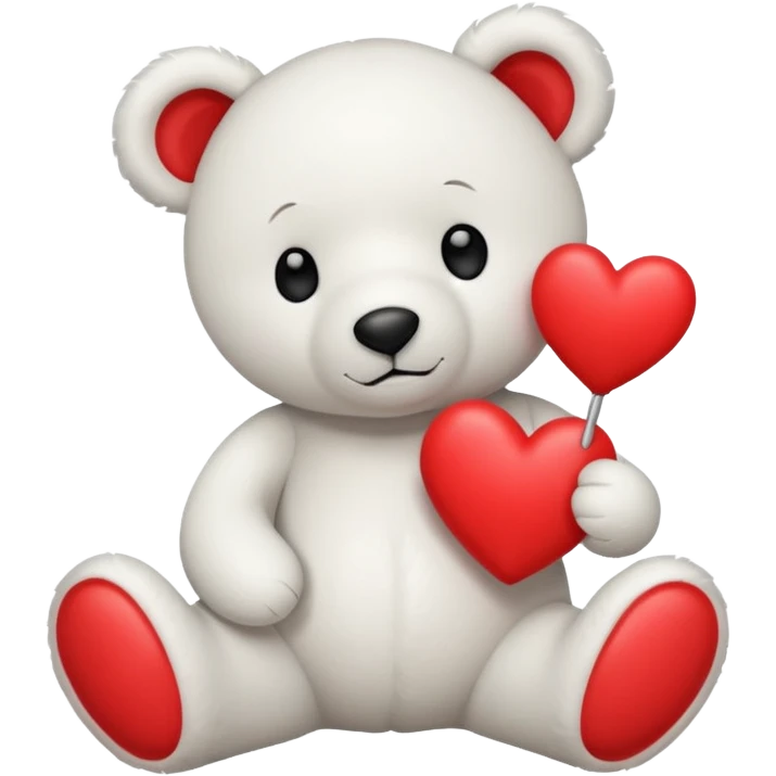 white teddy bear hold red heart emoji