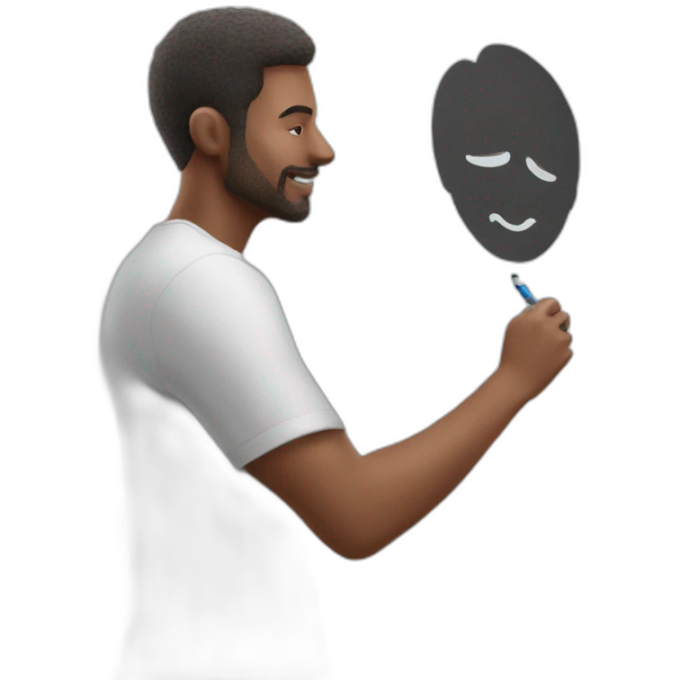 Man writing on a marker board emoji