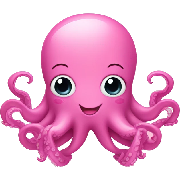 Pink octopus with cute face and smile emoji