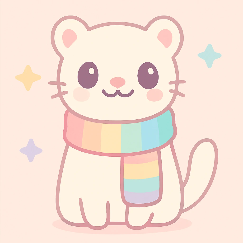 a stoat wearing a rainbow scarf, smiling, vibrant colors, LGBTQ+ pride emoji