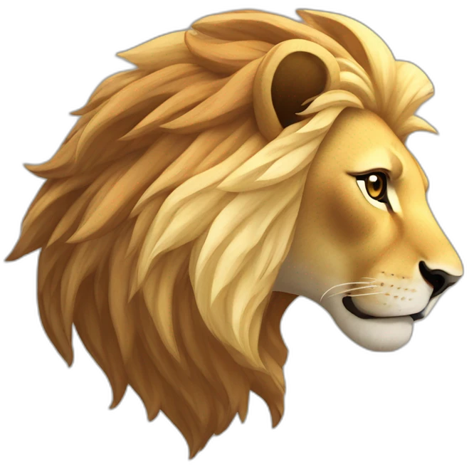 Create a majestic lion with a shimmering mane, set against a sunlit savannah. emoji