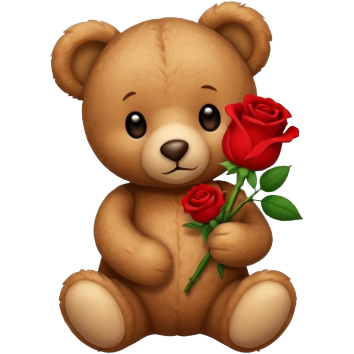 Teddy bear holding a red rose emoji