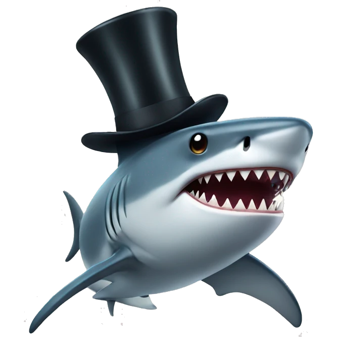 Shark with a top hat emoji