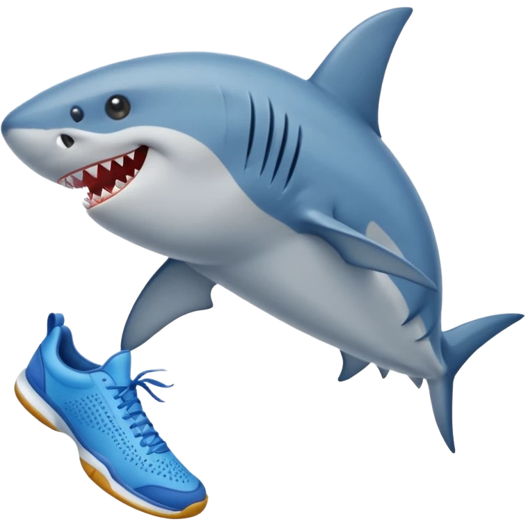 Un requin qui porte des chaussures de tennis bleu emoji
