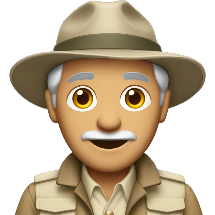 Full body English Sahara man in safari outfit with grey hair and hat  emoji