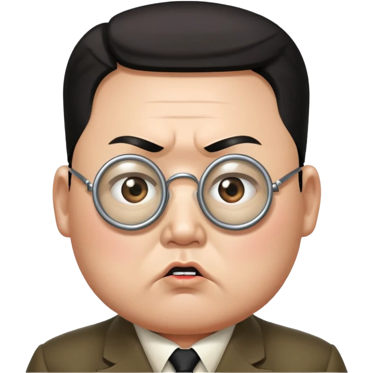 Kim Jong Un from North Korea looking through a monocle with angry expression emoji