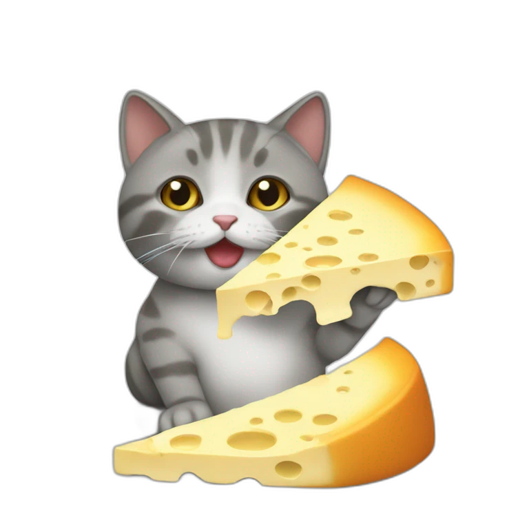 Un chat qui mange du fromage emoji