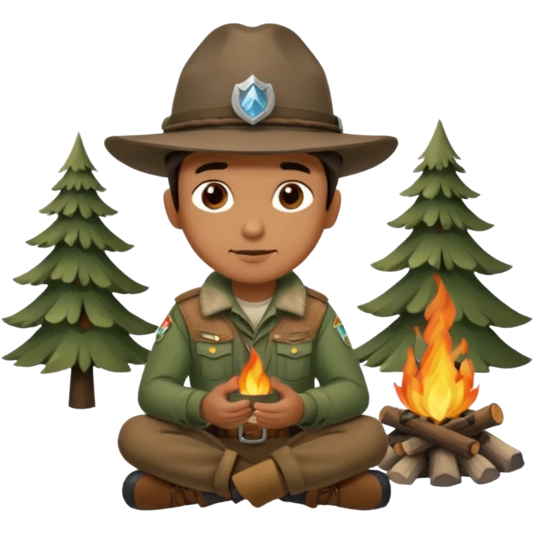 mountain ranger at campfire emoji