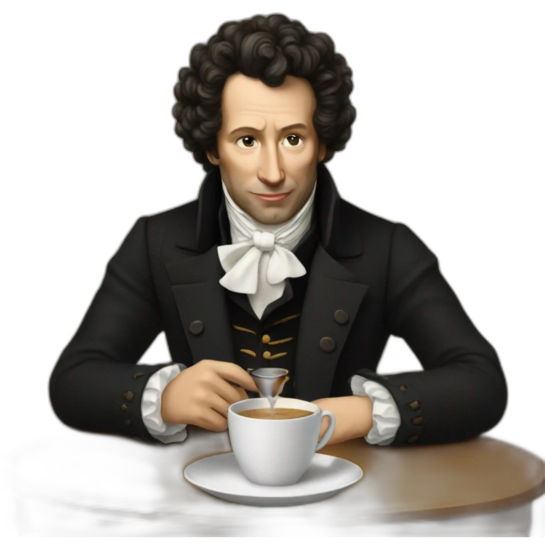 pushkin drinks coffee emoji