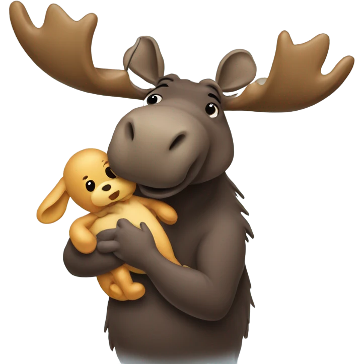 Live moose holding a baby doll emoji
