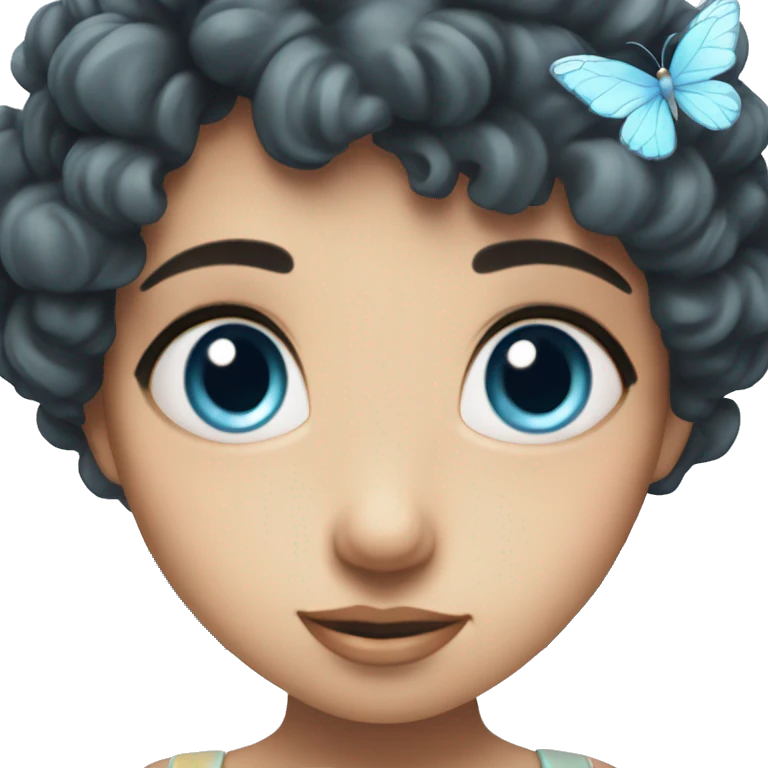 Brunette fairy with enchanting eyes and pastel blue wings  emoji