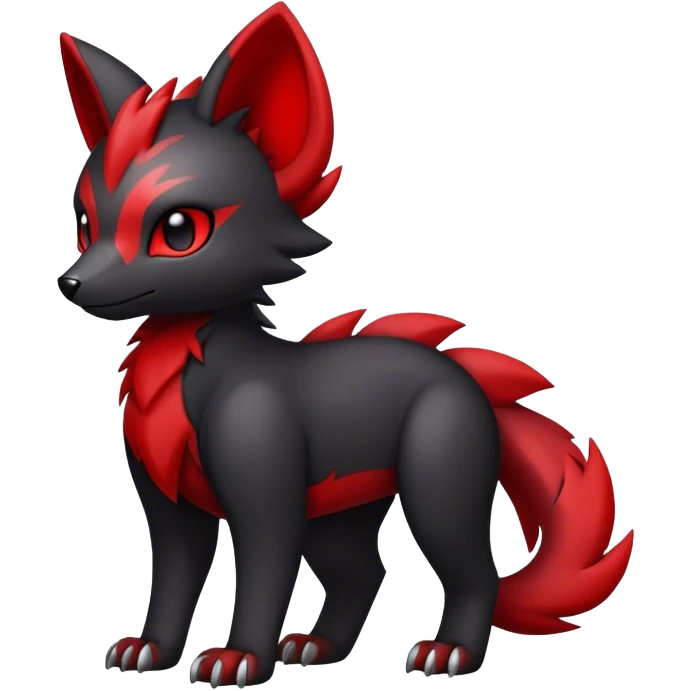 Cute edgy black red animal hybrid Fakemon full body emoji