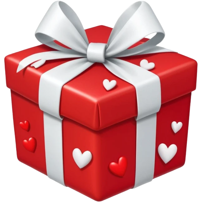 a red gift with a white bow, from which red hearts fly out emoji