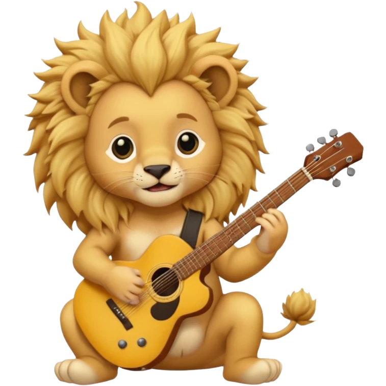 guitar rock baby, lion head emoji