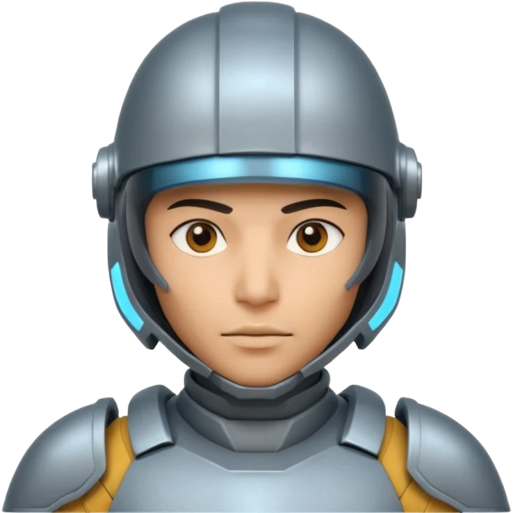 futuristic armored soldier human portrait, head and shoulders only, South Asian facial features, helmet visor, sci-fi armor details, 3D cartoon, mobile game icon style, clean background, no text, no watermark
 emoji