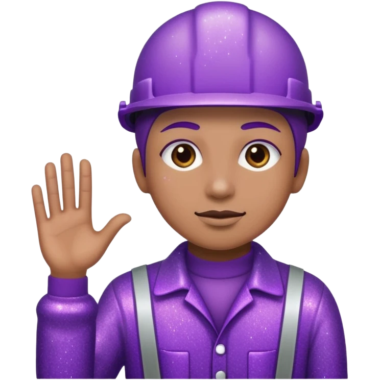 industrial worker wearing glitter purple glittery clothes emoji