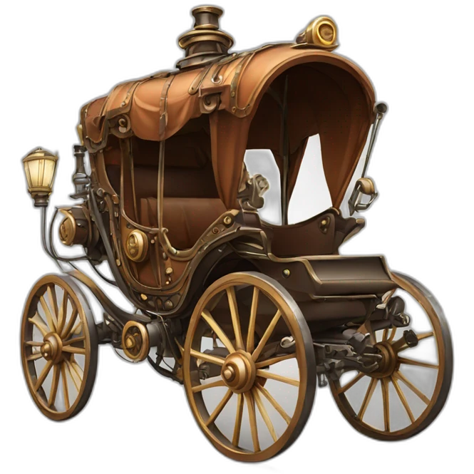 carriage electric steampunk without horse simple cartoon clear background emoji