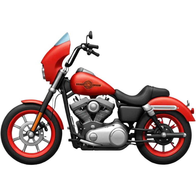 Emoji pequeno de uma moto estilo Harley-Davidson, nas cores preto com pequenos detalhes vermelho. Design minimalista, traços fortes, visual agressivo, fundo transparente.malista, traços fortes, visual agressivo, fundo transparente. emoji